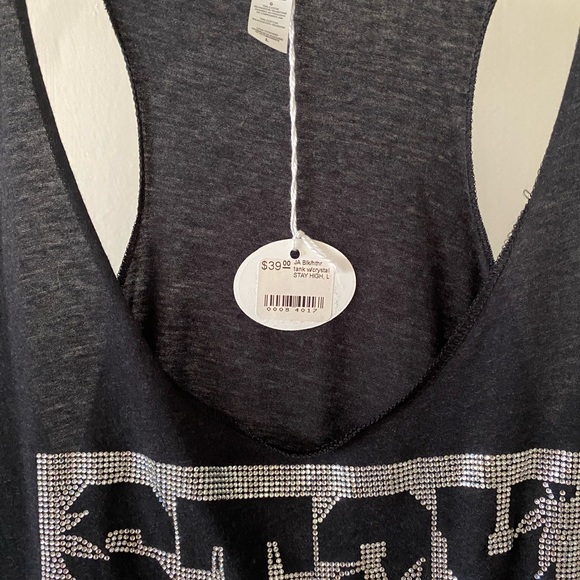 Stay High Rhinestone Racer Back Black Tank Size Large - Picture 3 of 5